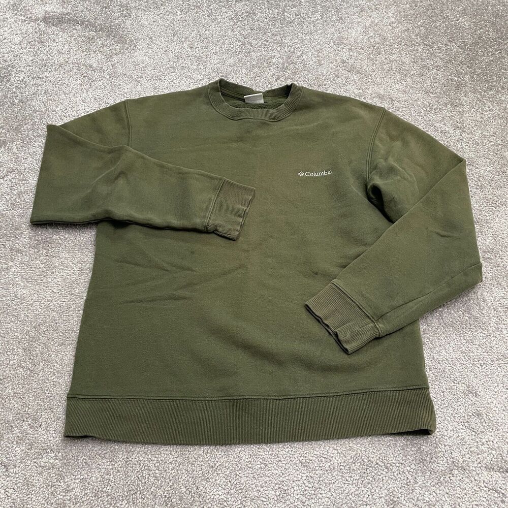 Columbia Sweatshirt Mens Small Green Crew Neck Pullover Fleece Casual Outdoor